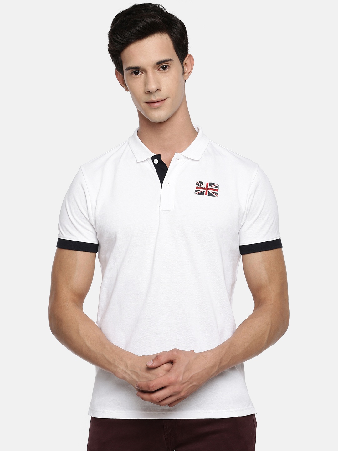 

Pepe Jeans Men White Solid Polo Collar Pure Cotton T-shirt
