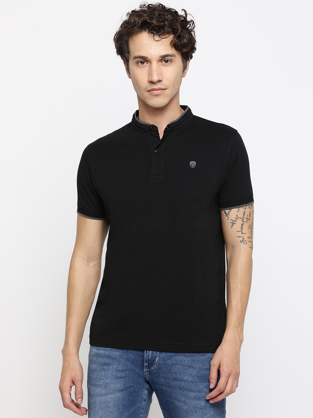

Pepe Jeans Men Black Solid Polo Collar T-shirt