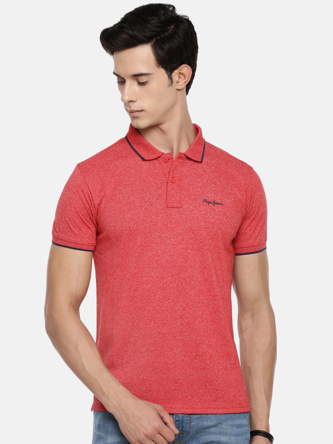 

Pepe Jeans Men Red Solid Polo Collar T-shirt