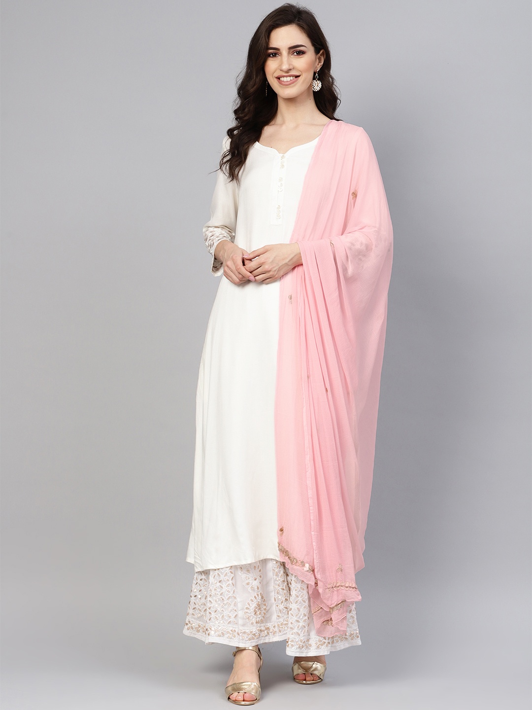 

Saadgi Pink Gota Patti & Zari Work Handloom Dupatta