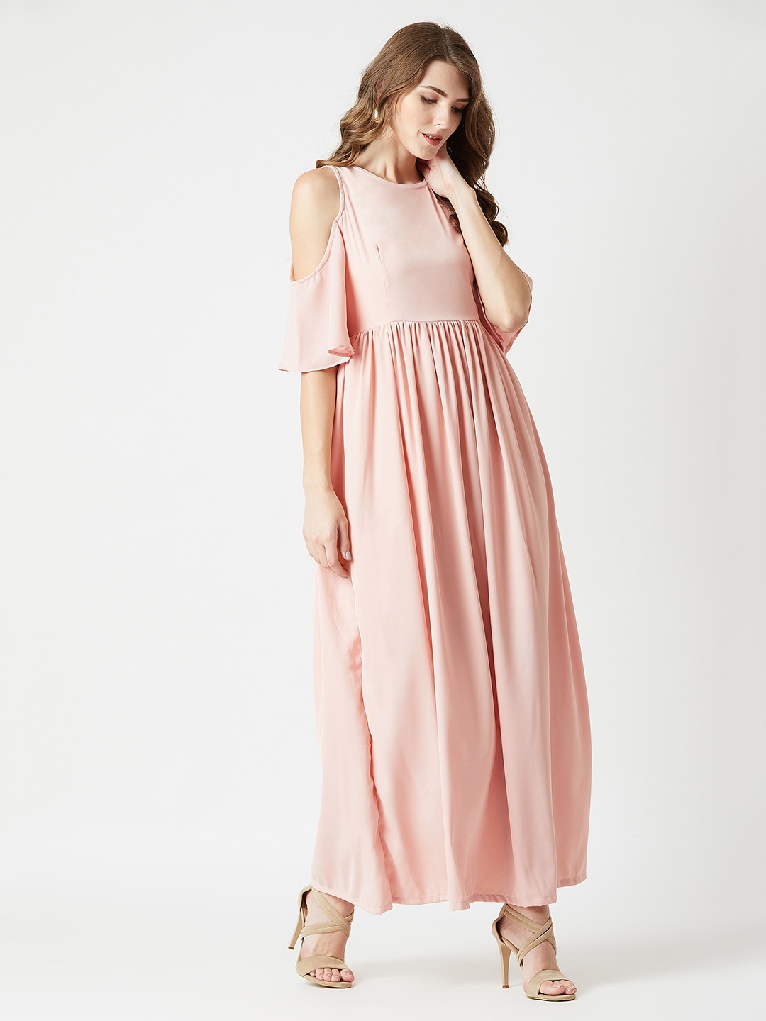 

Miss Chase Women Solid Pink Maxi Dress