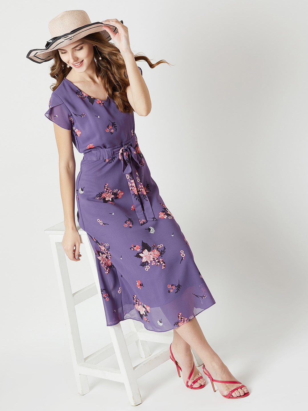 

Miss Chase Women Floral Print Purple Maxi Dress