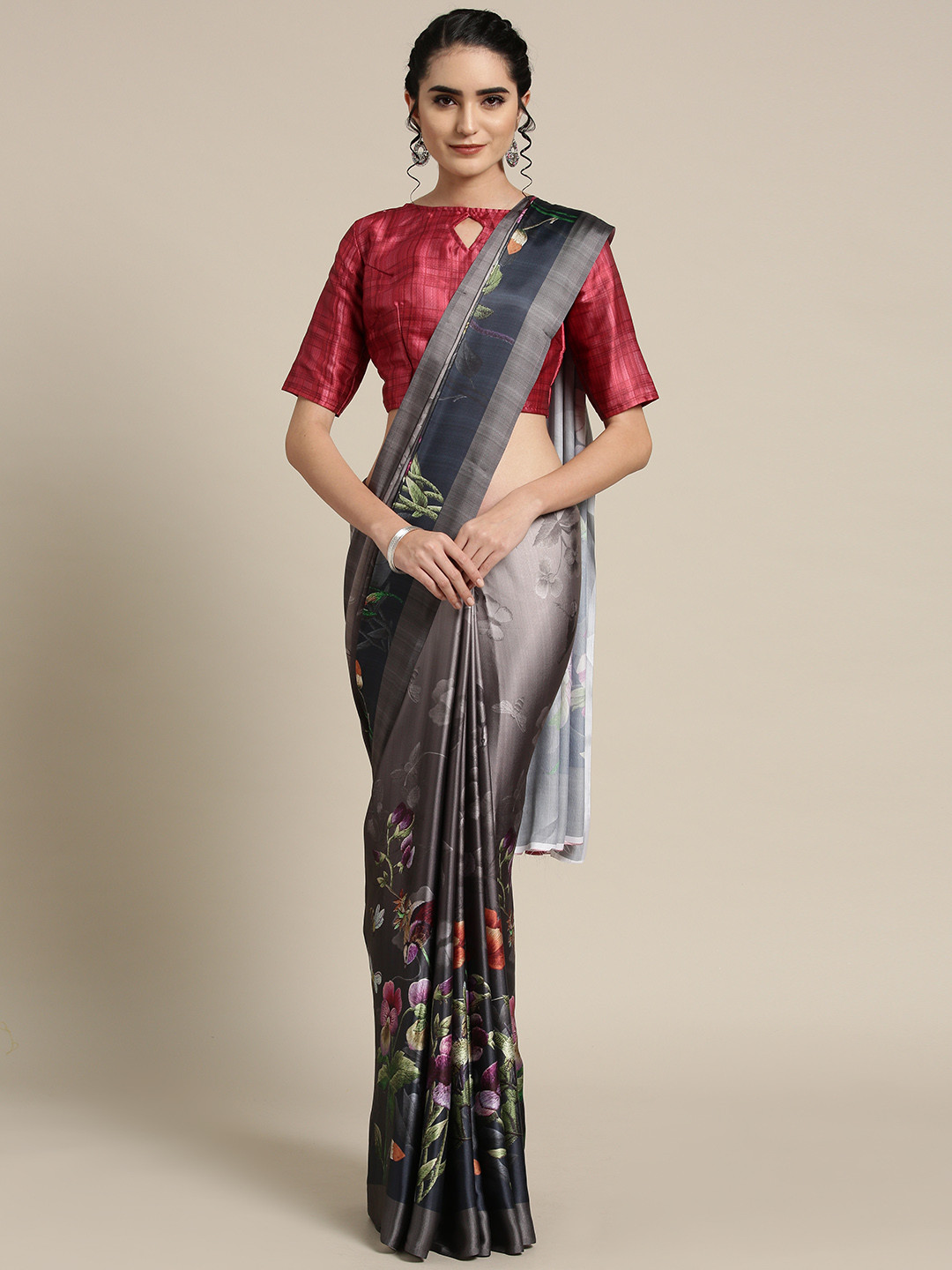 

Saree mall Grey Printed Saree