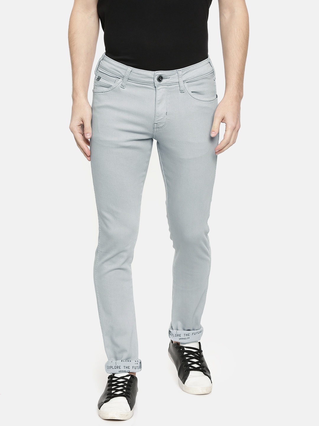 

Wrangler Men Grey Vegas Skinny Fit Low-Rise Clean Look Stretchable Jeans