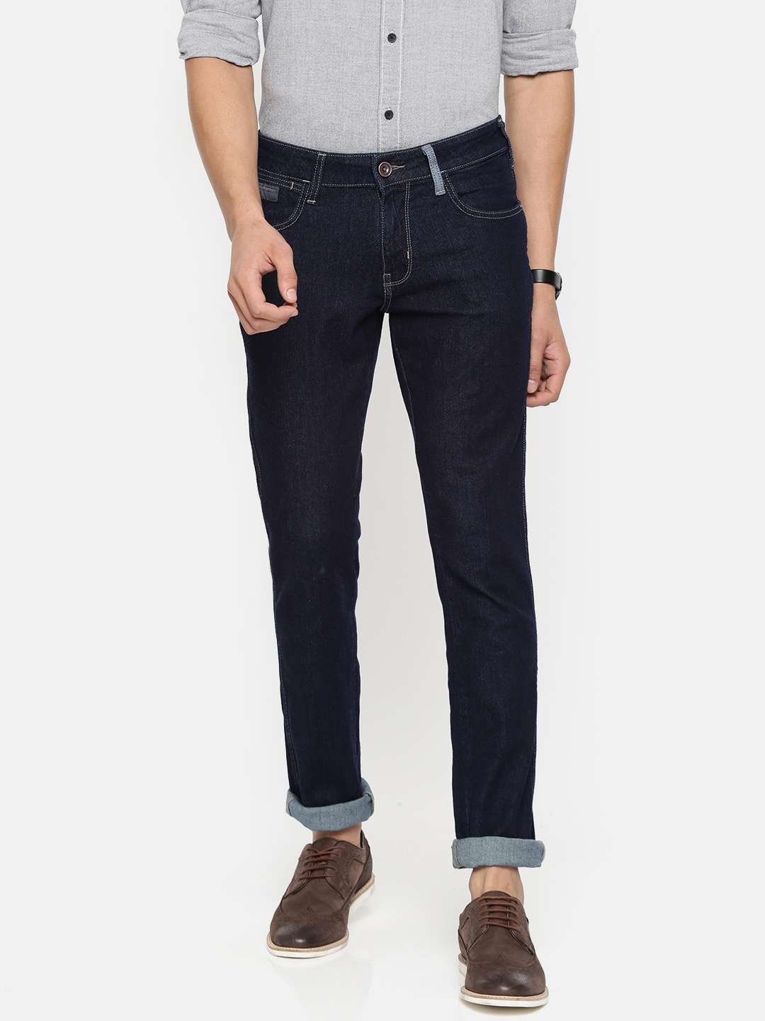 

Wrangler Men Navy Blue Skanders Slim Fit Low-Rise Clean Look Stretchable Jeans