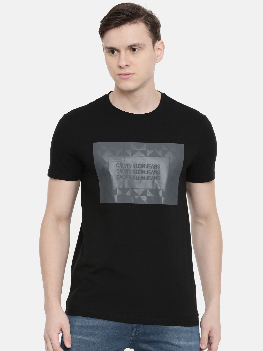 

Calvin Klein Jeans Men Black Printed Round Neck T-shirt