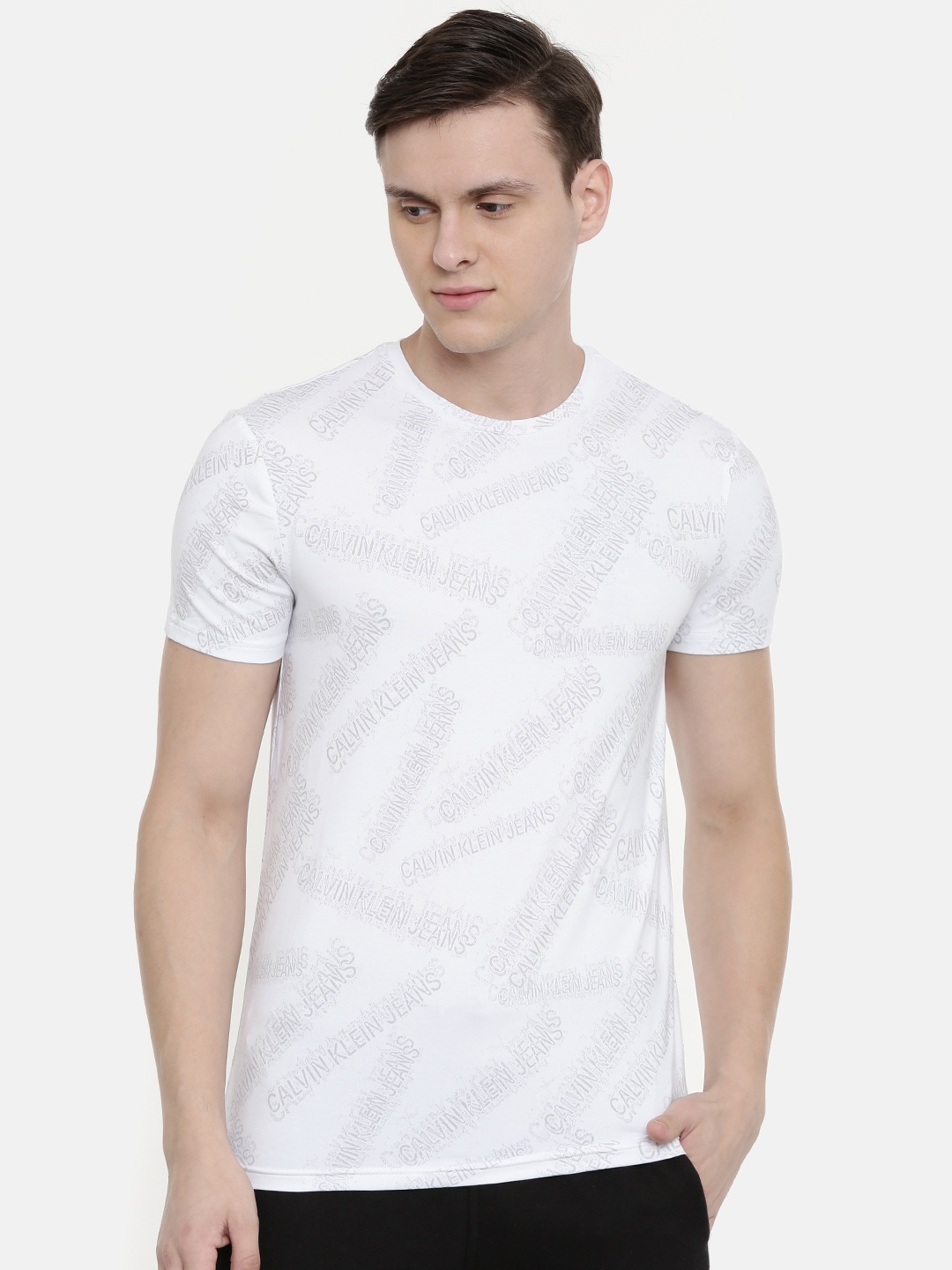 

Calvin Klein Jeans Men White Printed Round Neck T-shirt