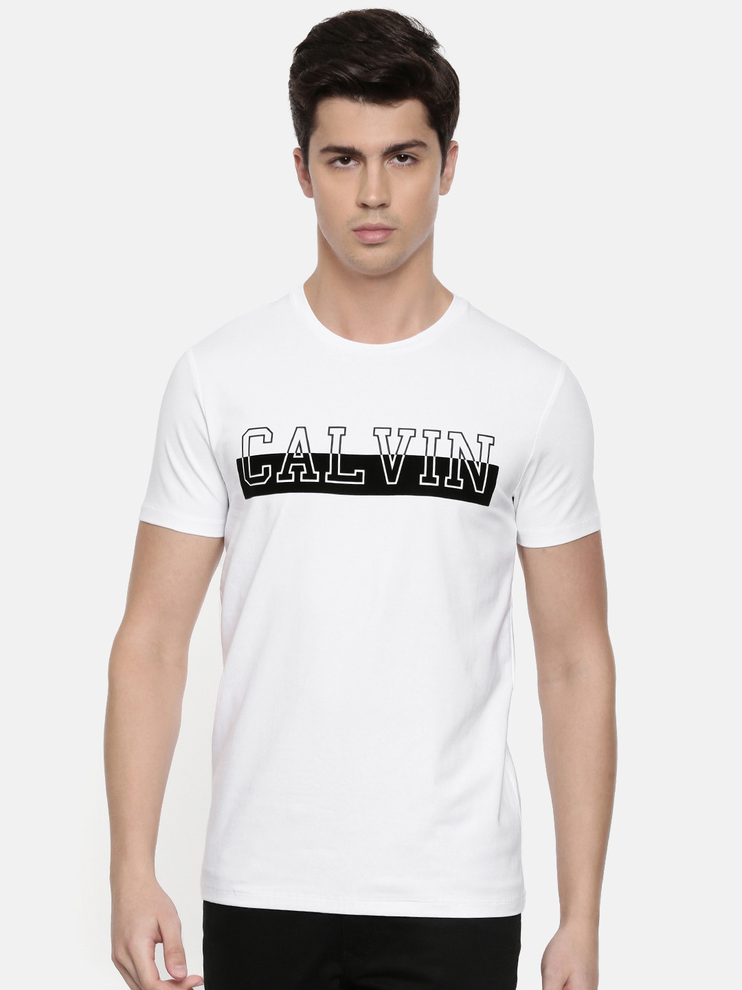 

Calvin Klein Jeans Men White Printed Round Neck T-shirt