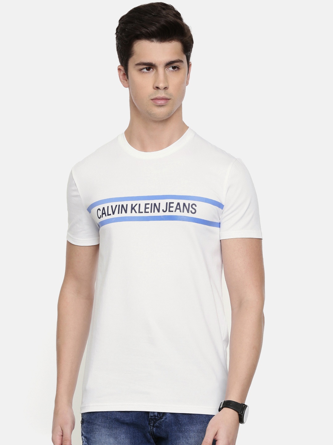

Calvin Klein Jeans Men White Printed Round Neck T-shirt