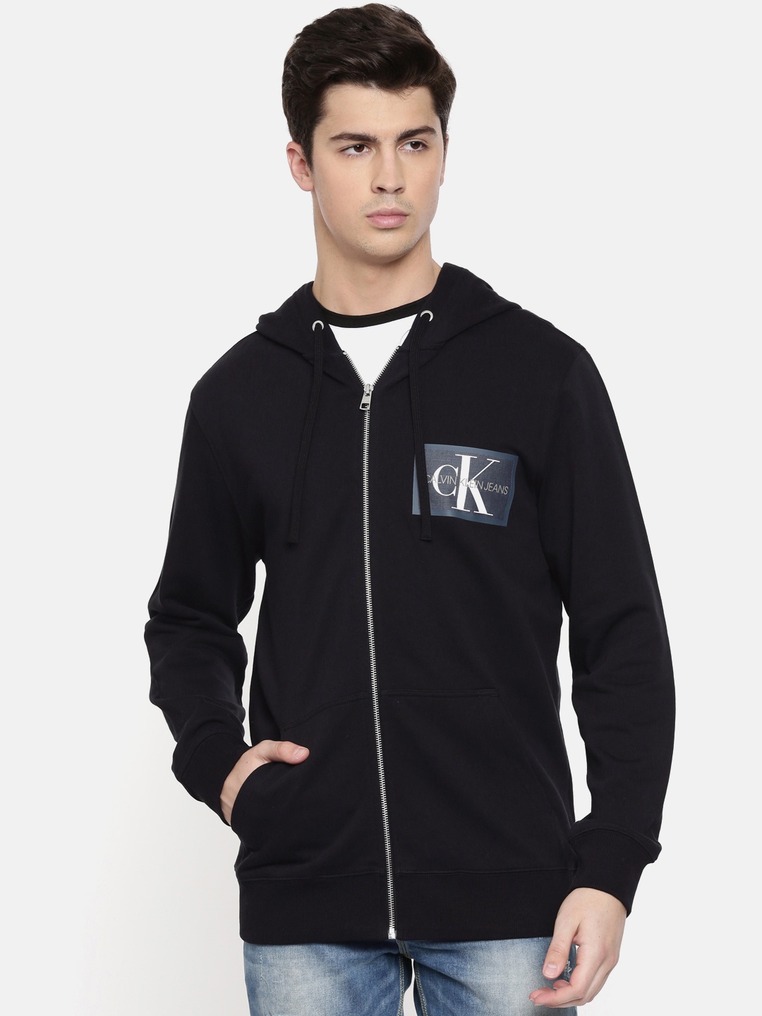 

Calvin Klein Jeans Men Black Solid Hooded Sweatshirt