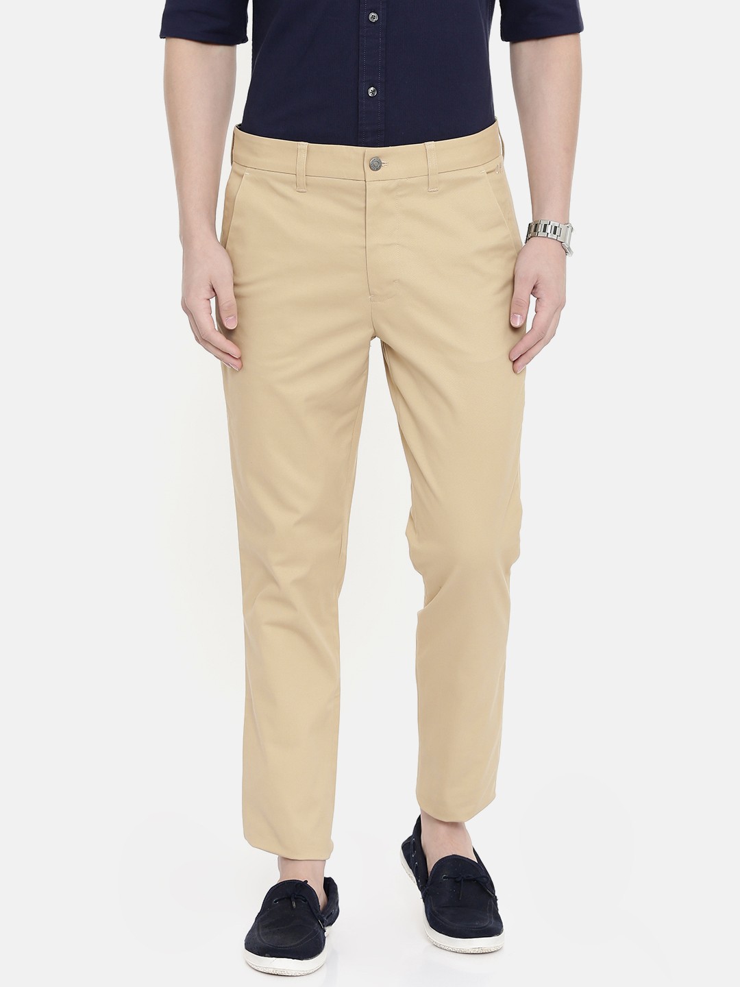 

Calvin Klein Jeans Men Beige Slim Fit Solid Chinos