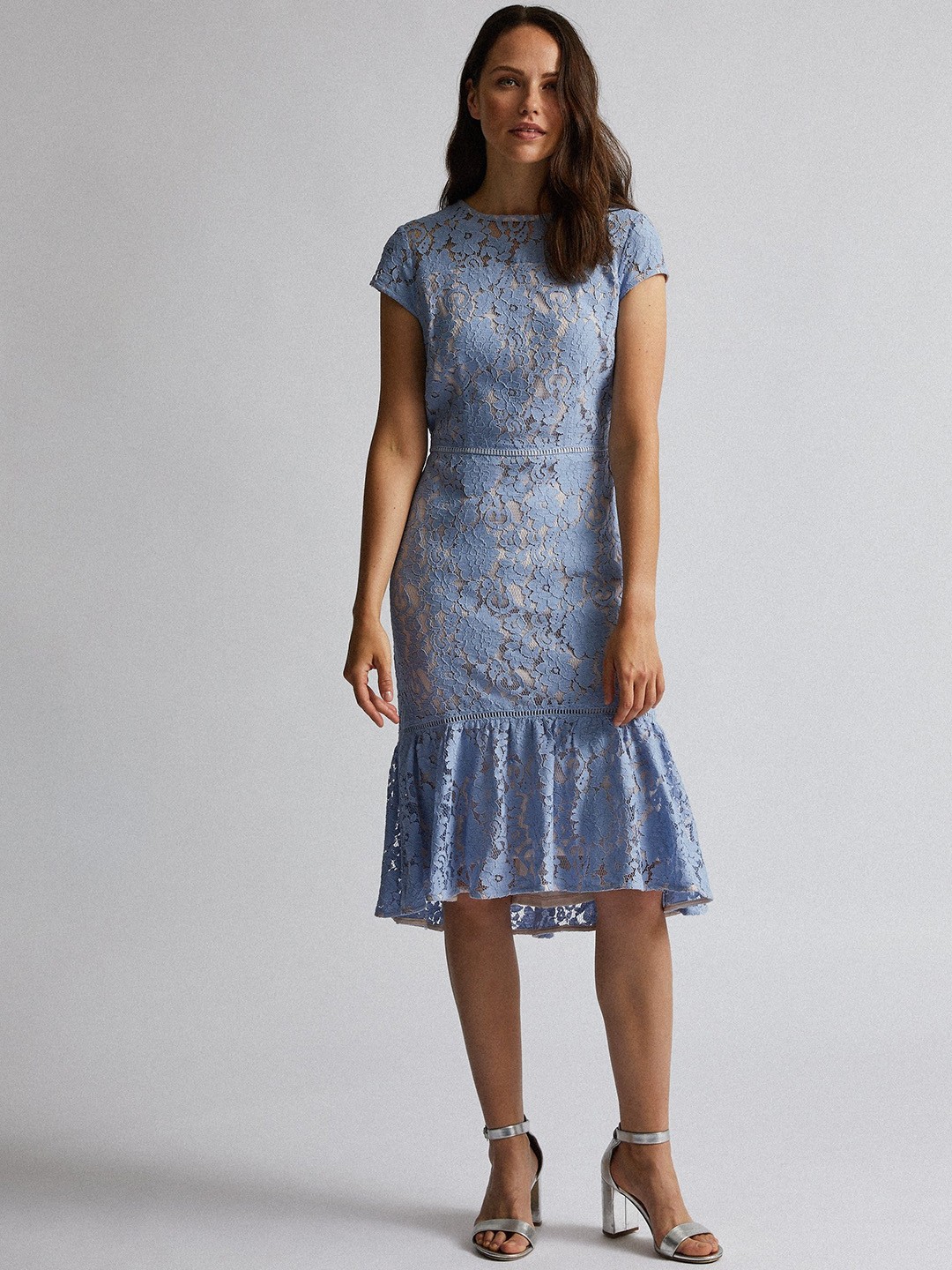 

DOROTHY PERKINS Women Blue Lace Sheath Dress