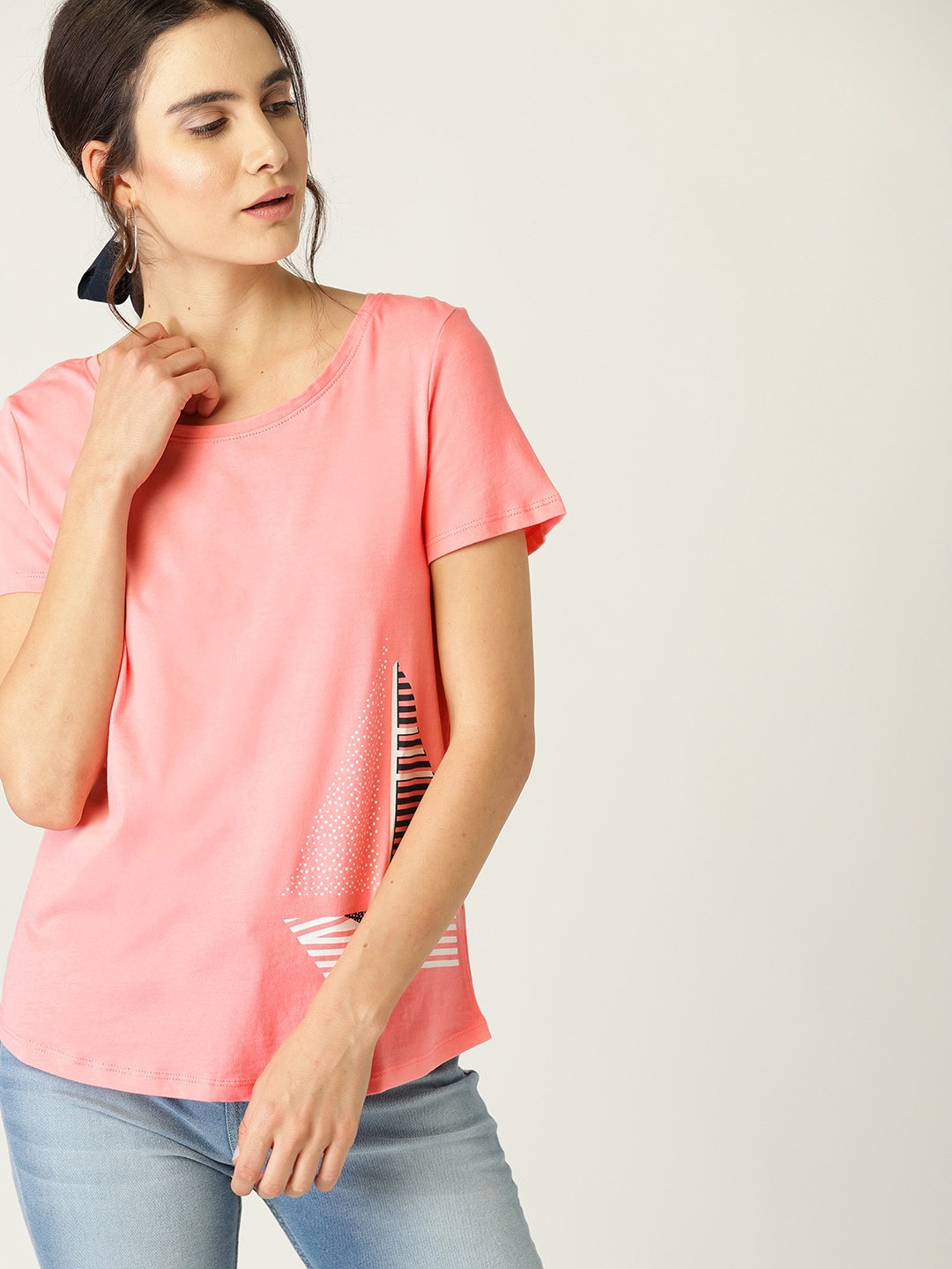 

ESPRIT Women Pink Printed Round Neck T-shirt