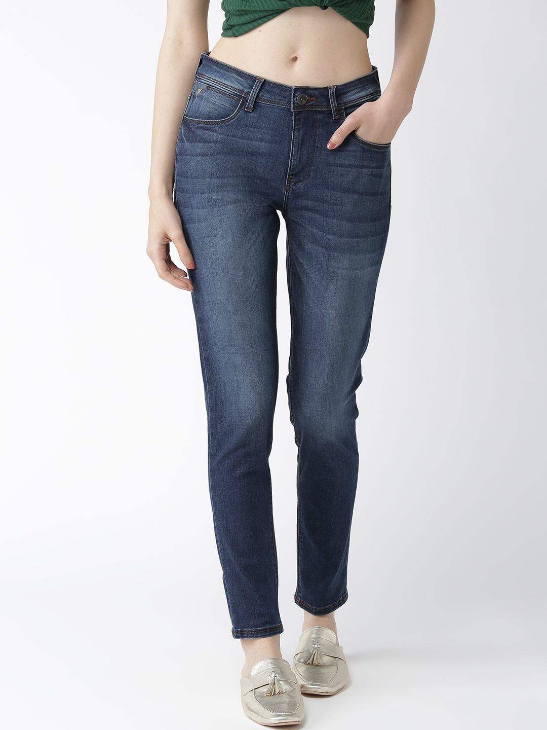 

Flying Machine Women Navy Blue Skinny Fit Mid-Rise Clean Look Stretchable Jeans