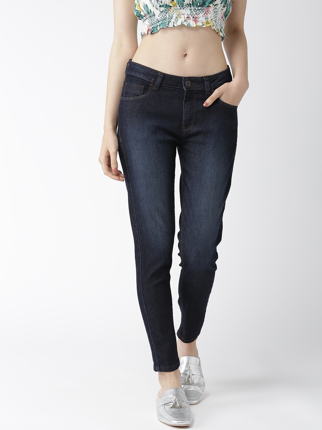 

Flying Machine Women Navy Blue Skinny Fit Mid-Rise Clean Look Stretchable Jeans