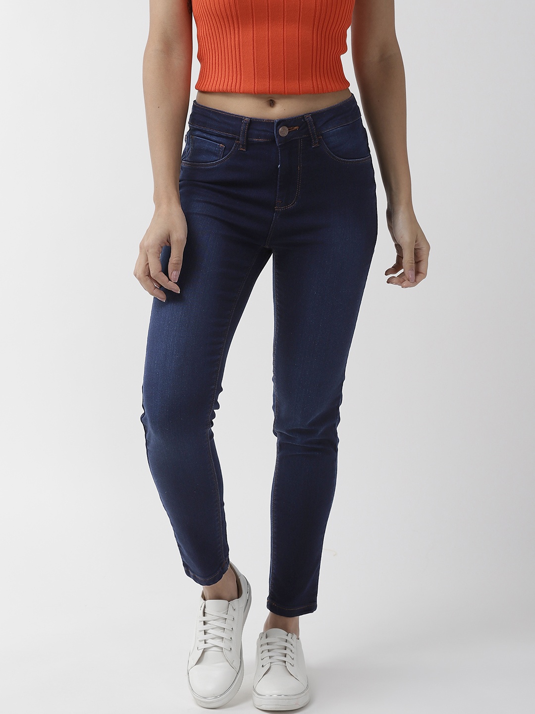 

Flying Machine Women Navy Blue Regular Fit Mid-Rise Clean Look Stretchable Jeans