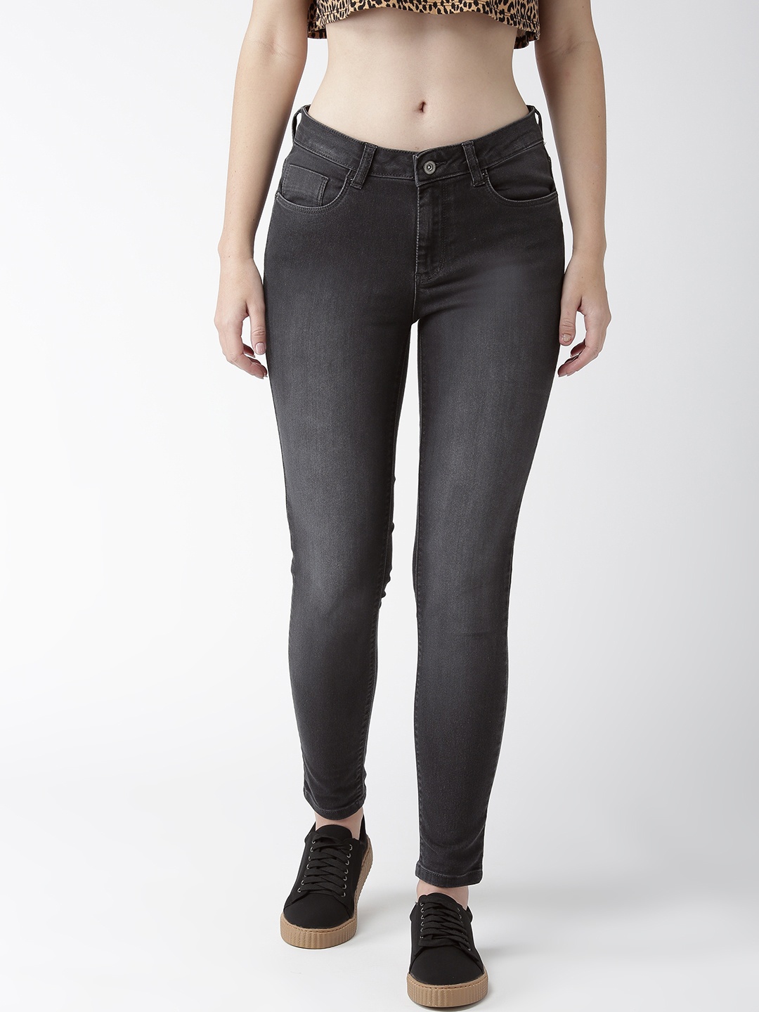 

Flying Machine Women Charcoal Grey Skinny Fit Mid-Rise Clean Look Stretchable Jeans