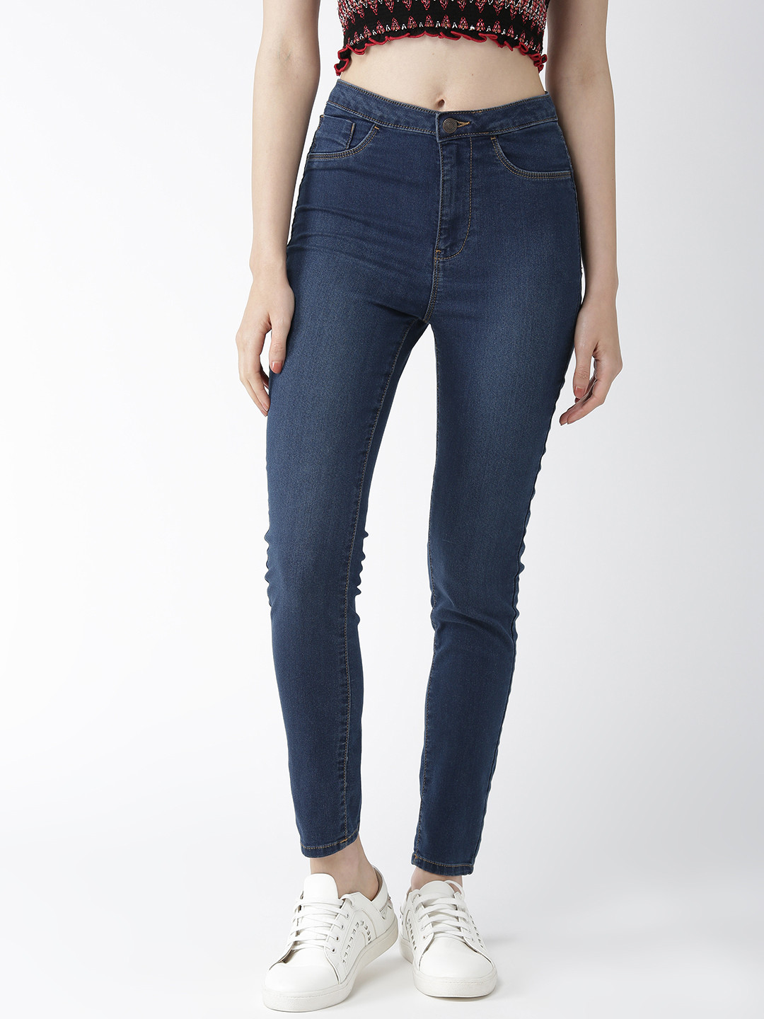 

Flying Machine Women Navy Blue Regular Fit High-Rise Clean Look Stretchable Jeans