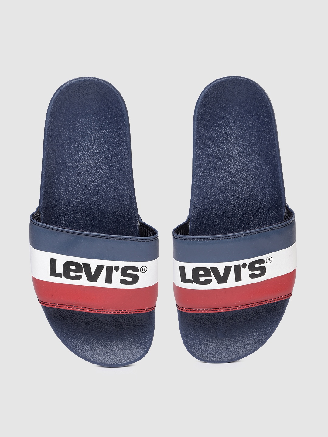 

Levis Men Blue & White Colourblocked Sliders