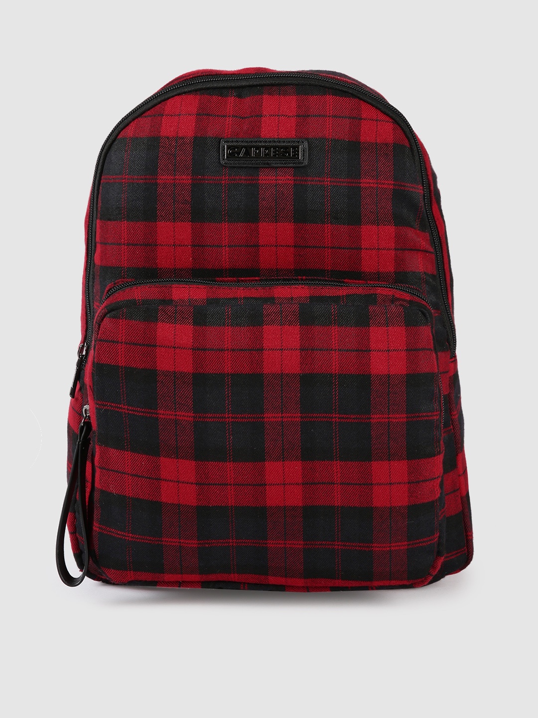 

Caprese Women Black & Red JUANA Checked Backpack