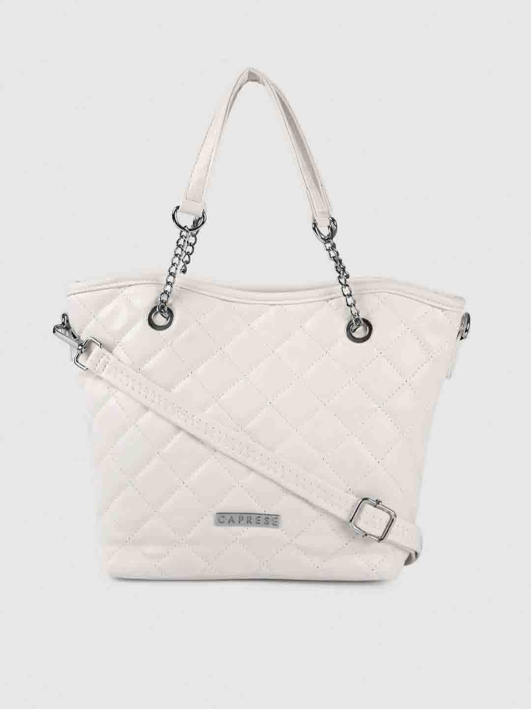 

Caprese White Quilted Handheld Bag