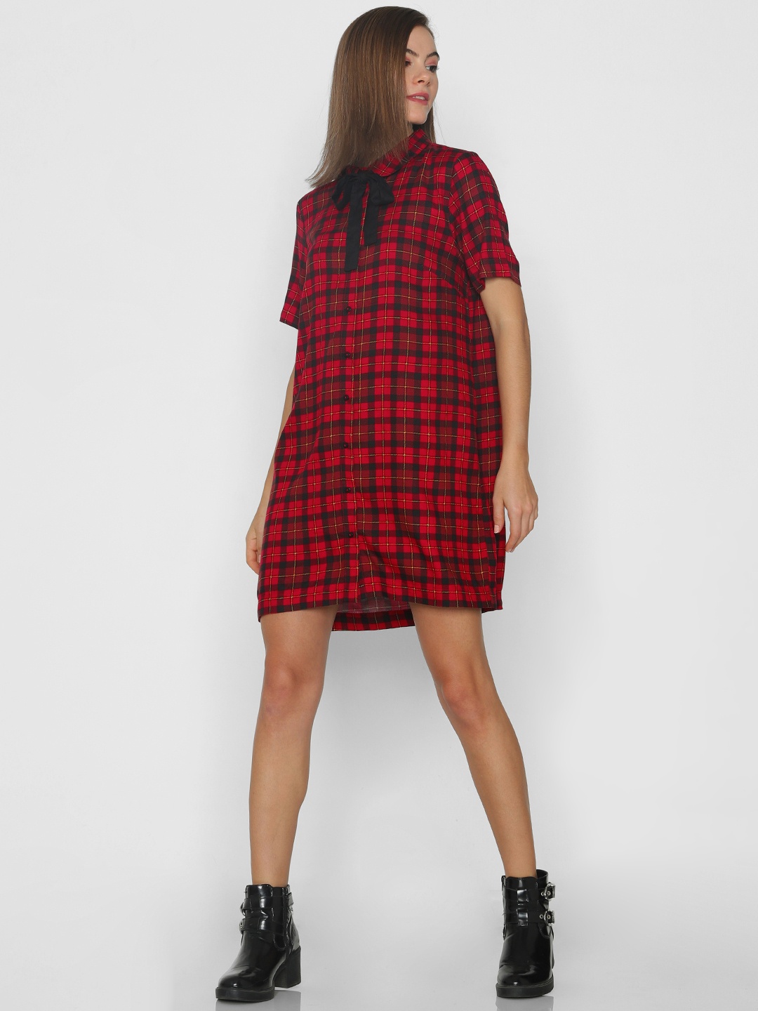 

ONLY Women Red & Black Shirt Dress