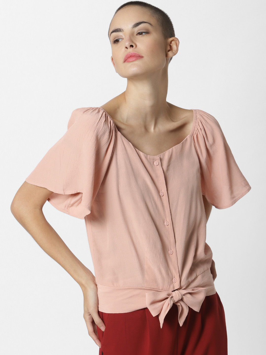 

ONLY Women Pink Solid Top