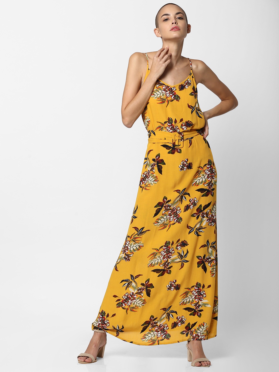 

ONLY Women Yellow Floral Printed Maxi Dress