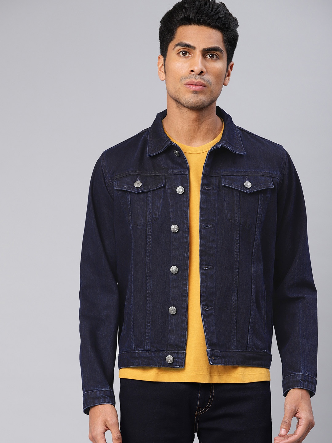 

American Crew Men Blue Solid Denim Jacket