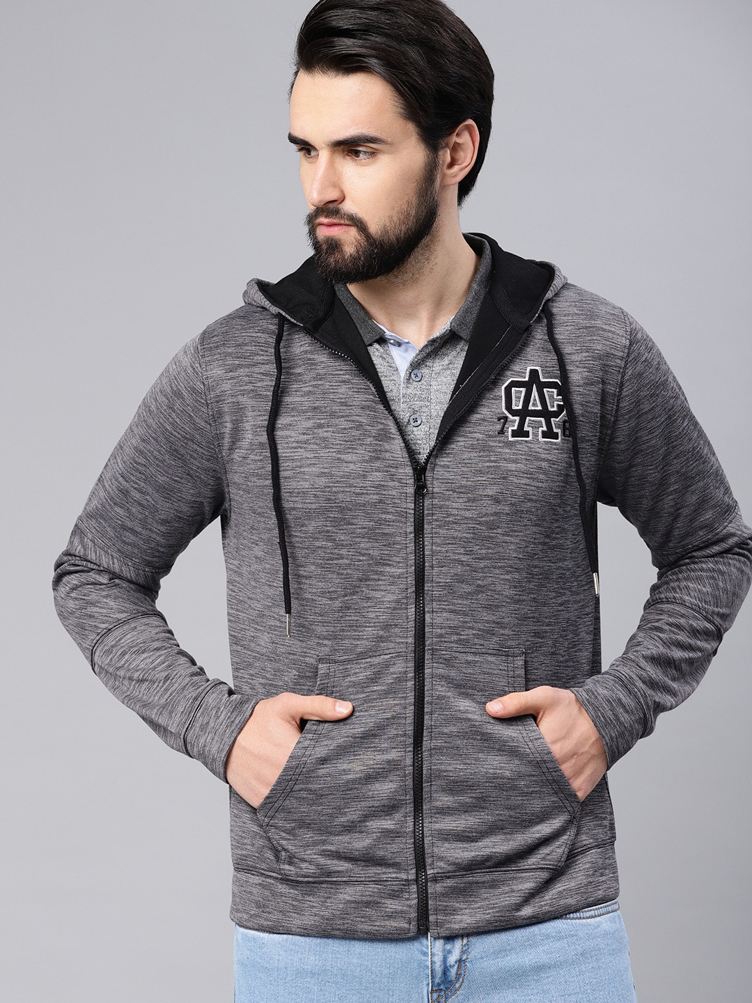 

American Crew Men Charcoal Grey Solid Tailored Jacket