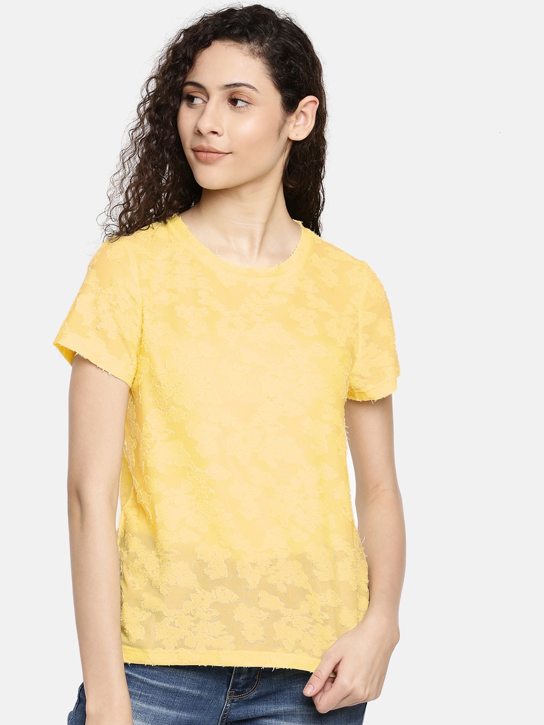 

Vero Moda Women Yellow Self Design Top