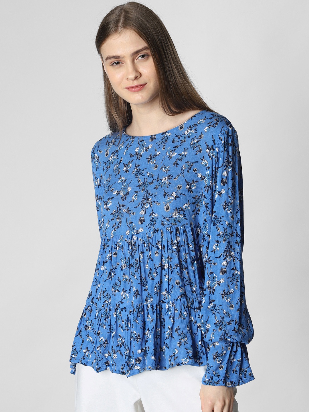 

Vero Moda Women Blue Floral Print A-Line Top