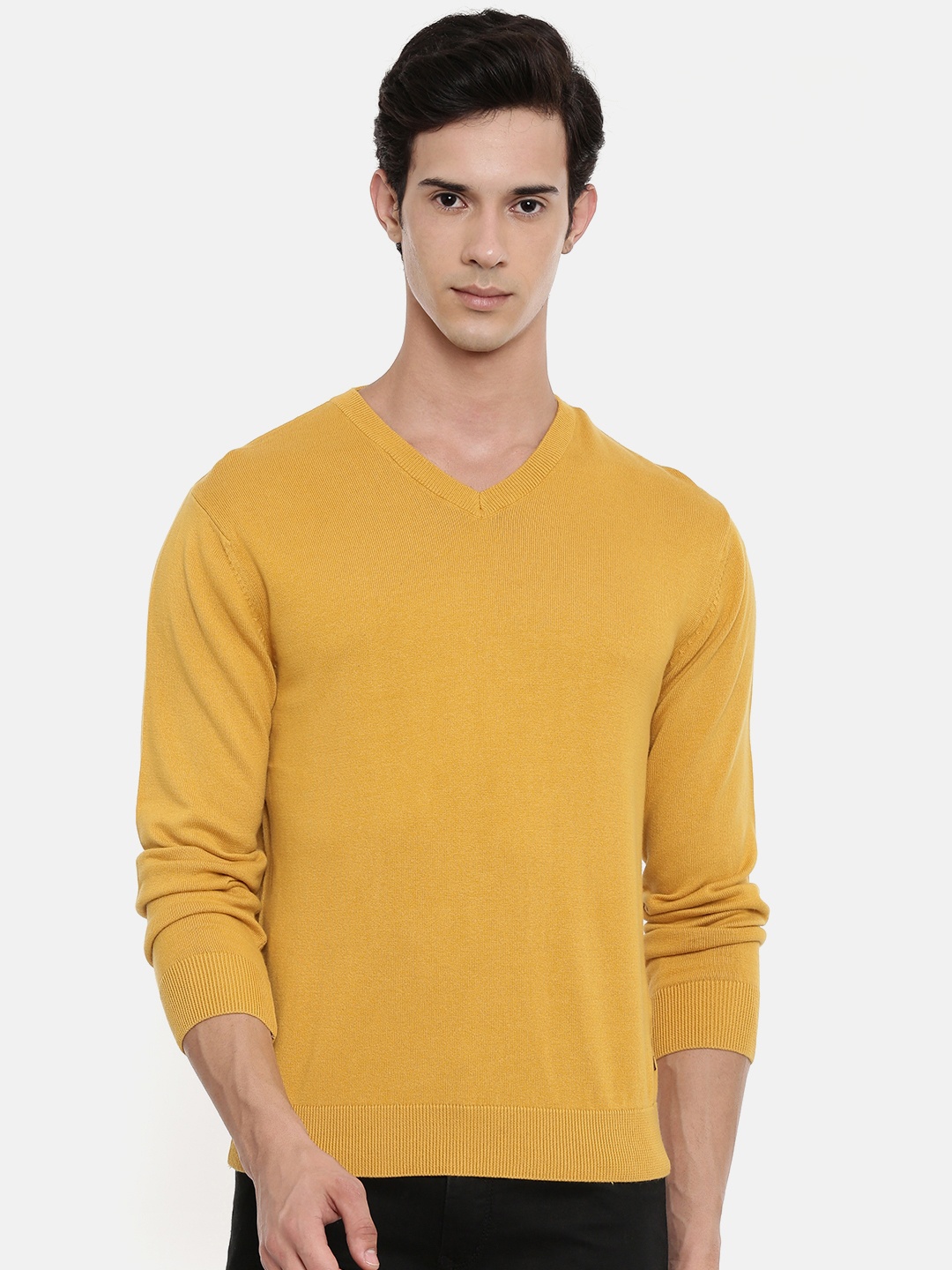 

Wrangler Men Mustard Yellow Solid Sweater