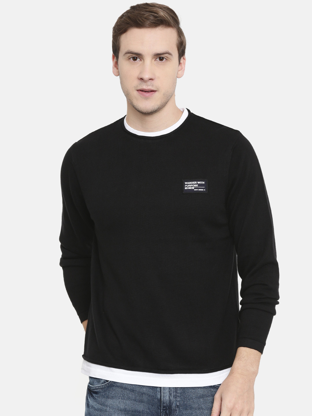 

Wrangler Men Black Solid Sweater
