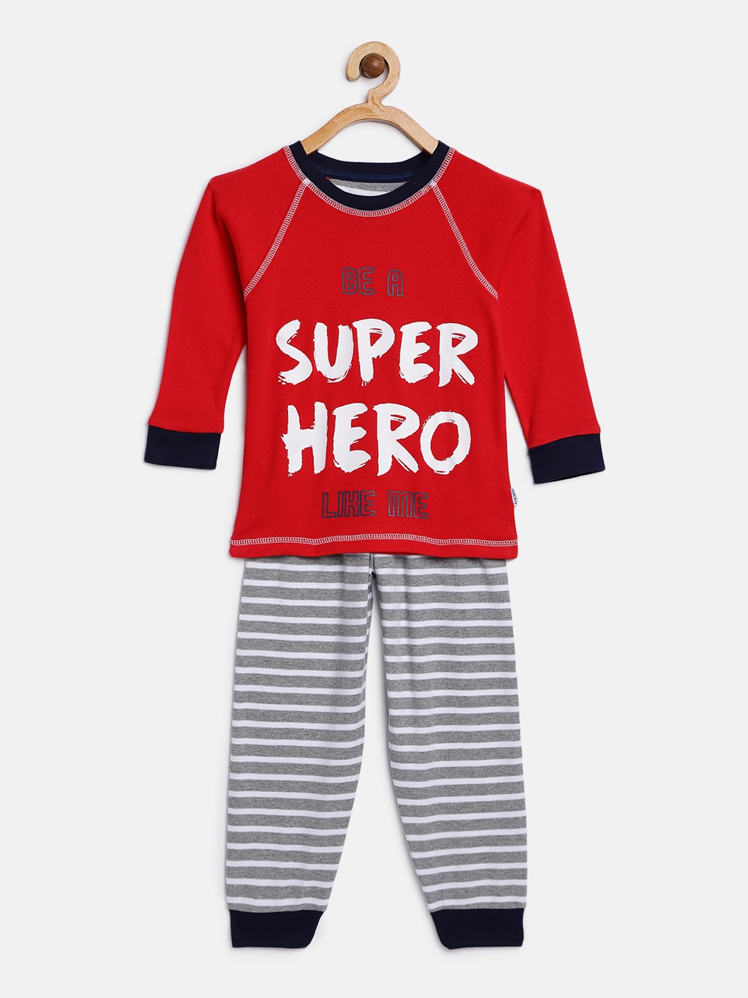 

mackly Boys Red & Grey Printed Night suit