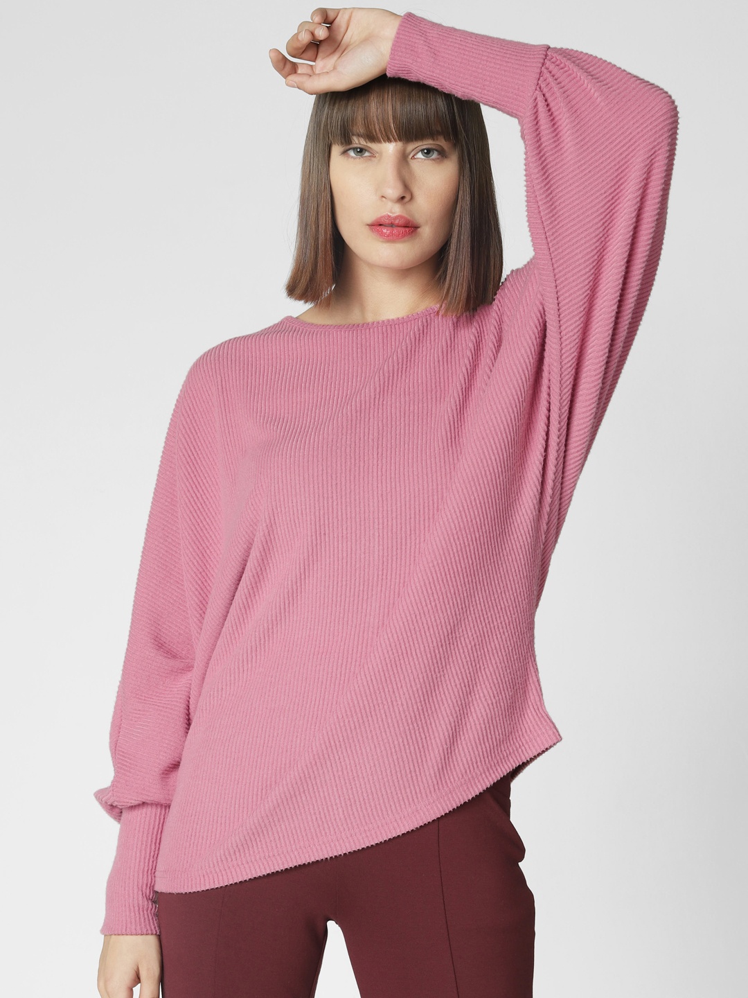 

Vero Moda Women Pink Self Design Sweater