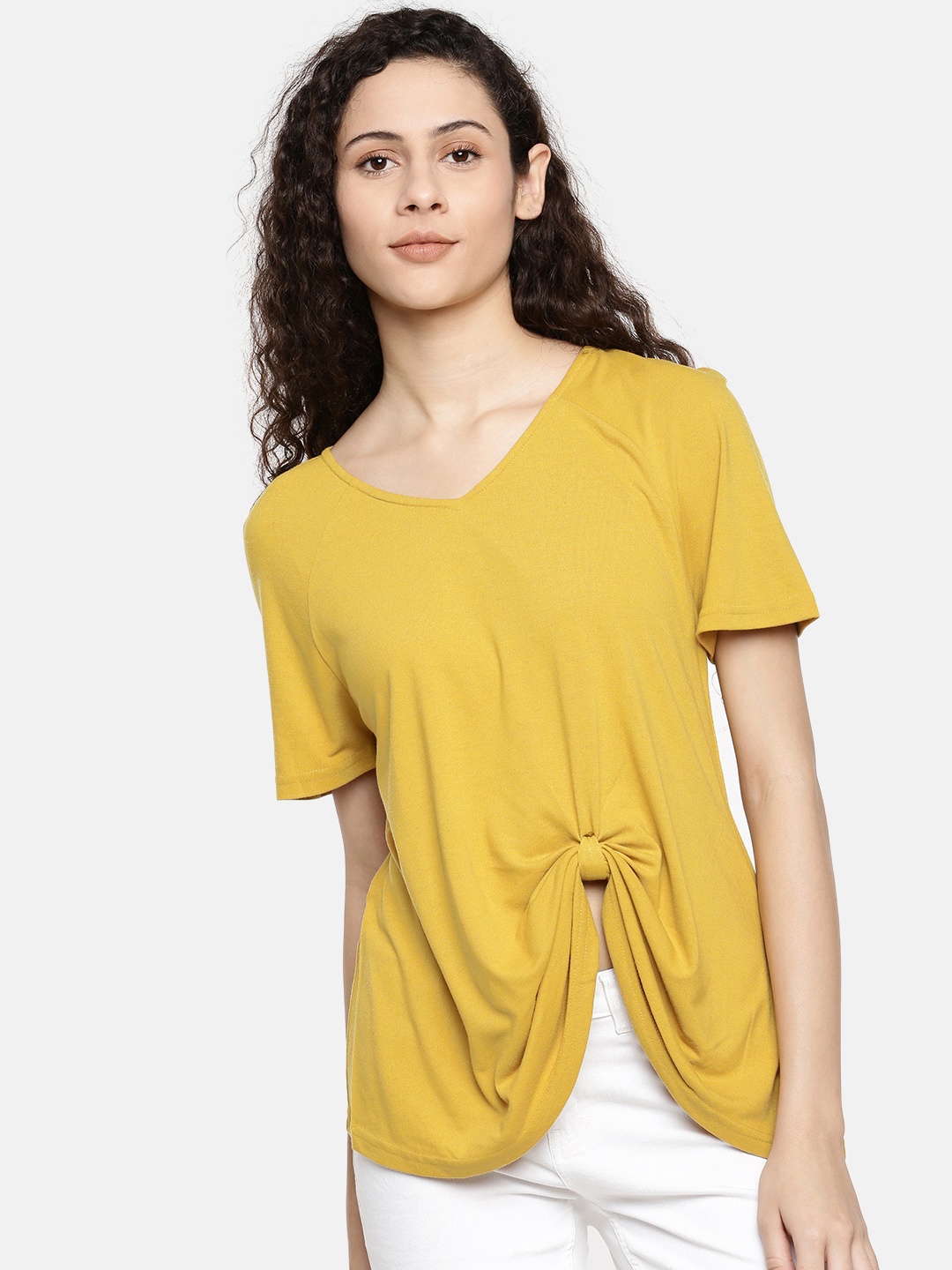

Vero Moda Women Mustard Yellow Solid Regular Top