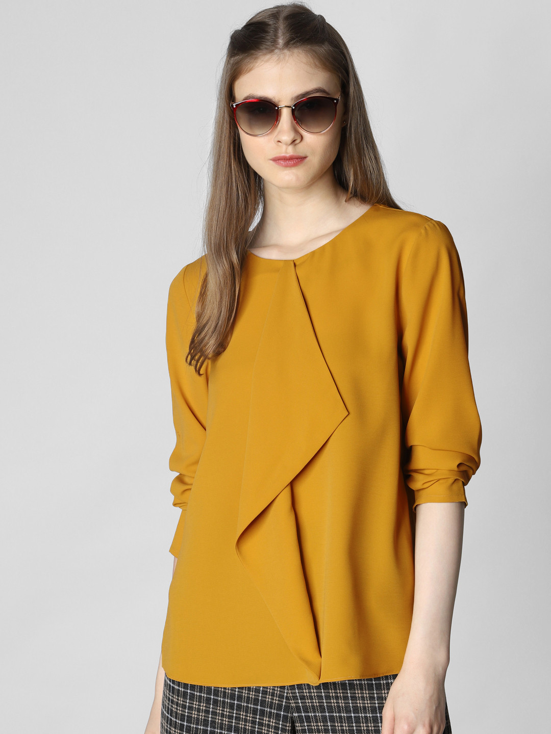 

Vero Moda Women Mustard Yellow Solid Top