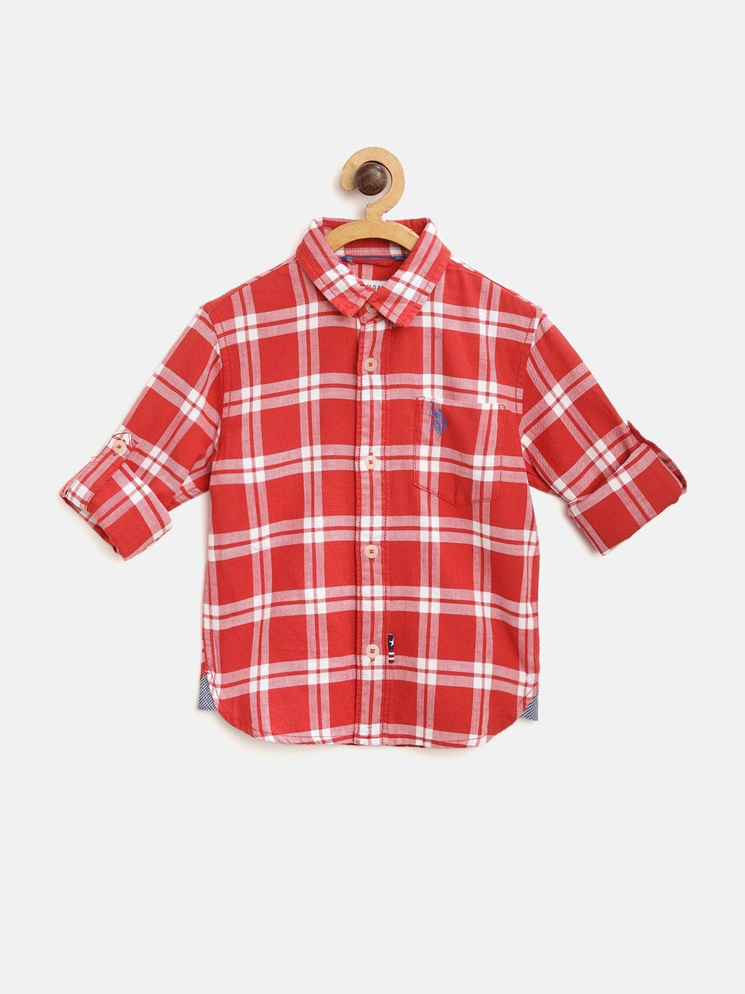 

U.S. Polo Assn. Kids Boys Red & White Regular Fit Checked Casual Shirt