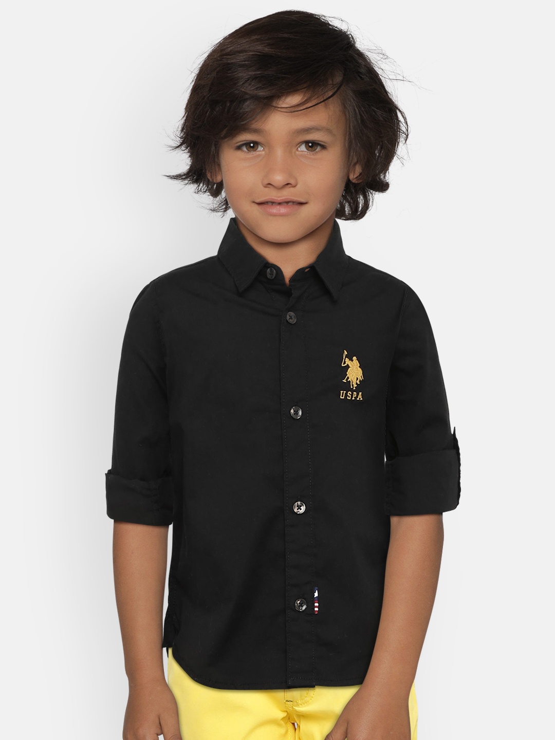

U.S. Polo Assn. Kids Boys Black Regular Fit Solid Casual Shirt