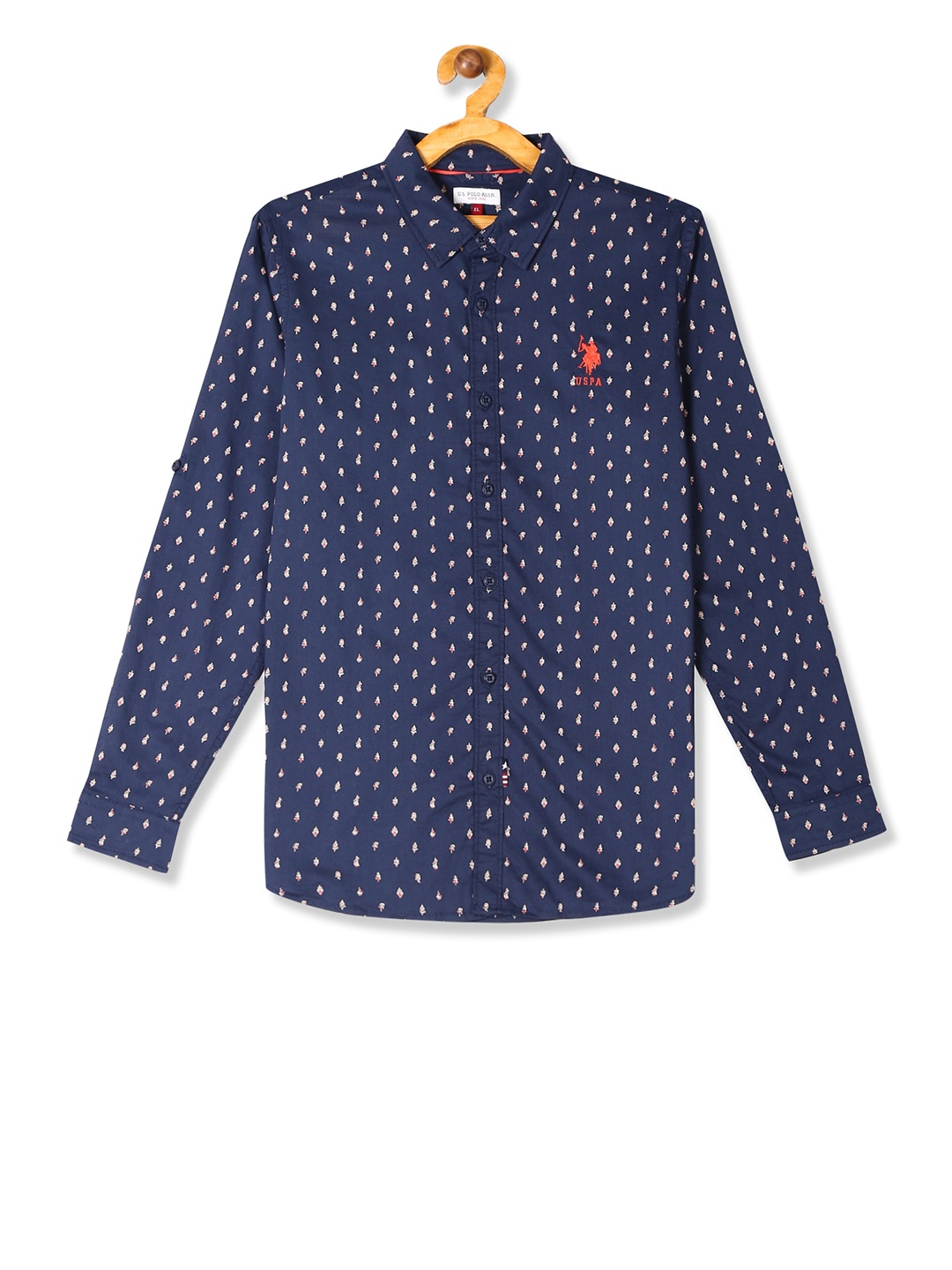 

U.S. Polo Assn. Kids Boys Navy Blue Regular Fit Printed Casual Shirt