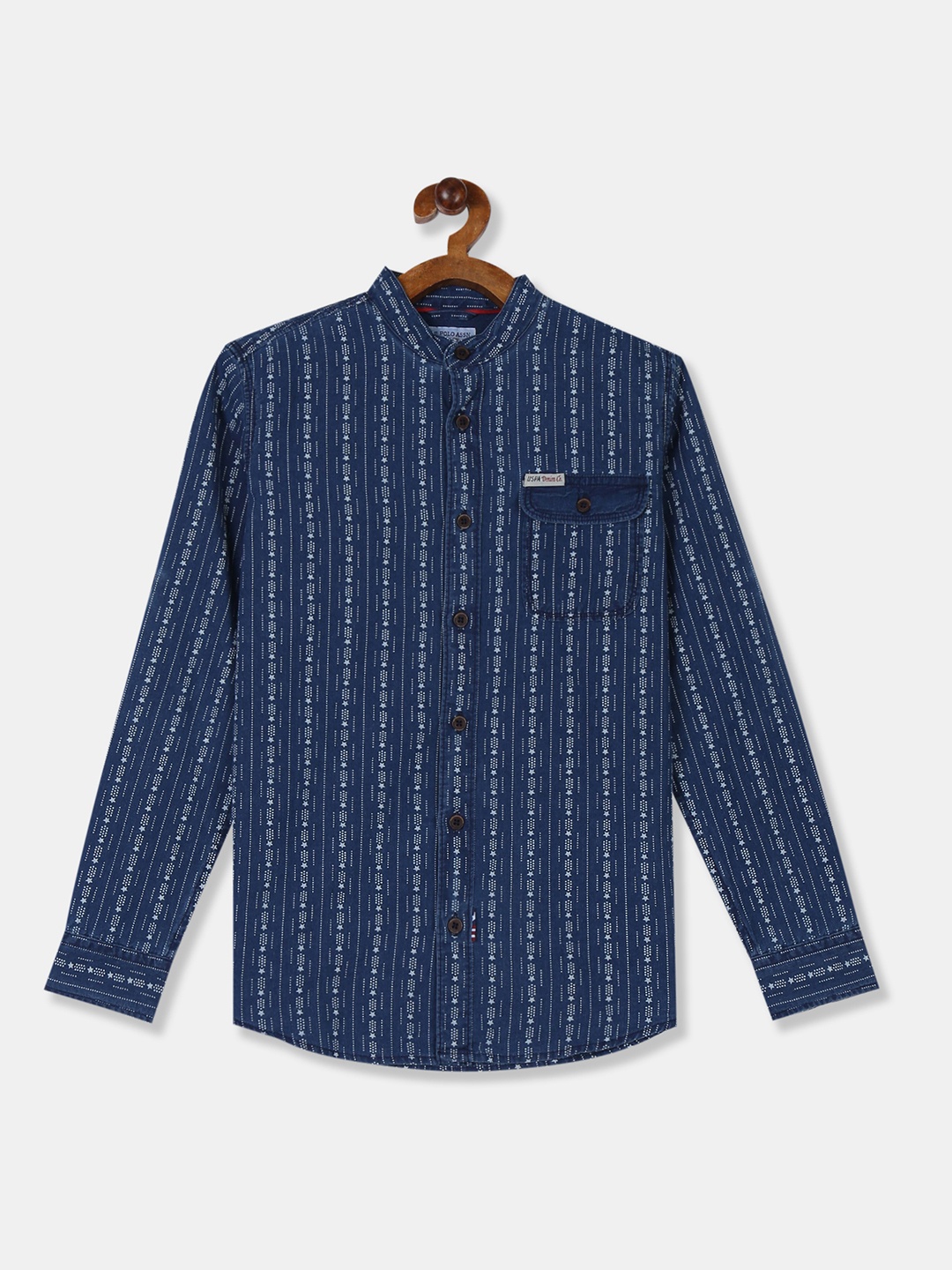 

U.S. Polo Assn. Kids Boys Navy Blue Regular Fit Printed Casual Shirt