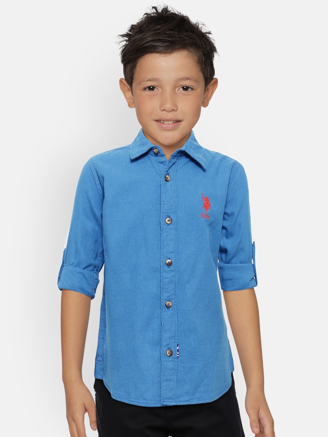 

U.S. Polo Assn. Kids Boys Blue Regular Fit Sustainable Solid Casual Shirt