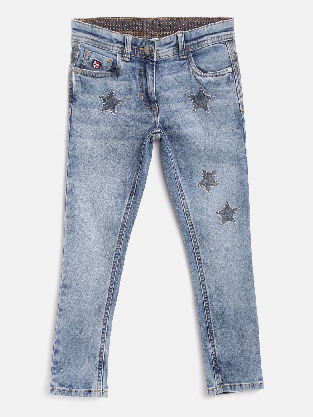 

U.S. Polo Assn. Kids Girls Blue Bonnie Slim Fit Mid-Rise Clean Look Stretchable Jeans