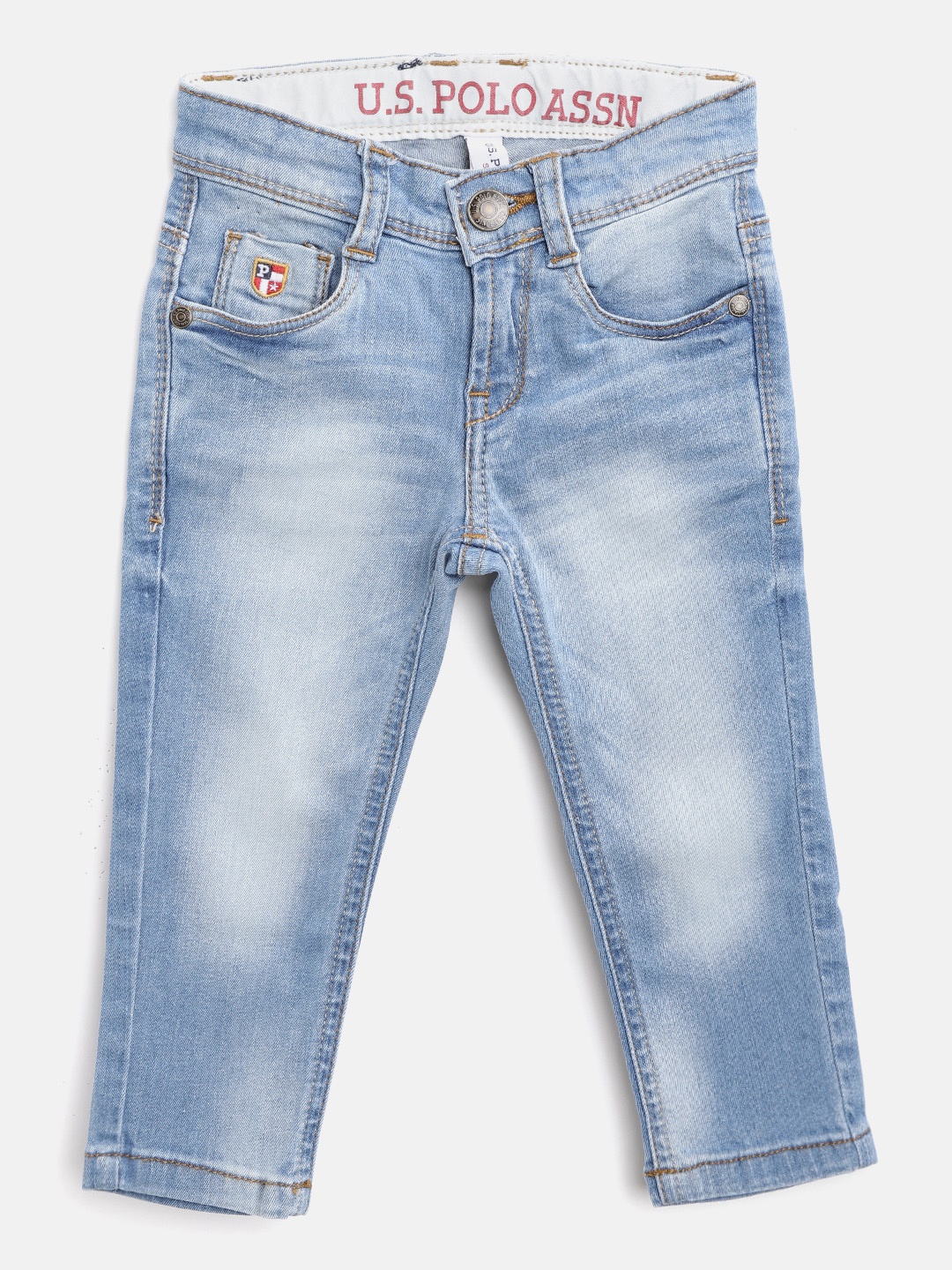 

U.S. Polo Assn. Kids Boys Blue Skinny Fit Mid-Rise Clean Look Stretchable Jeans