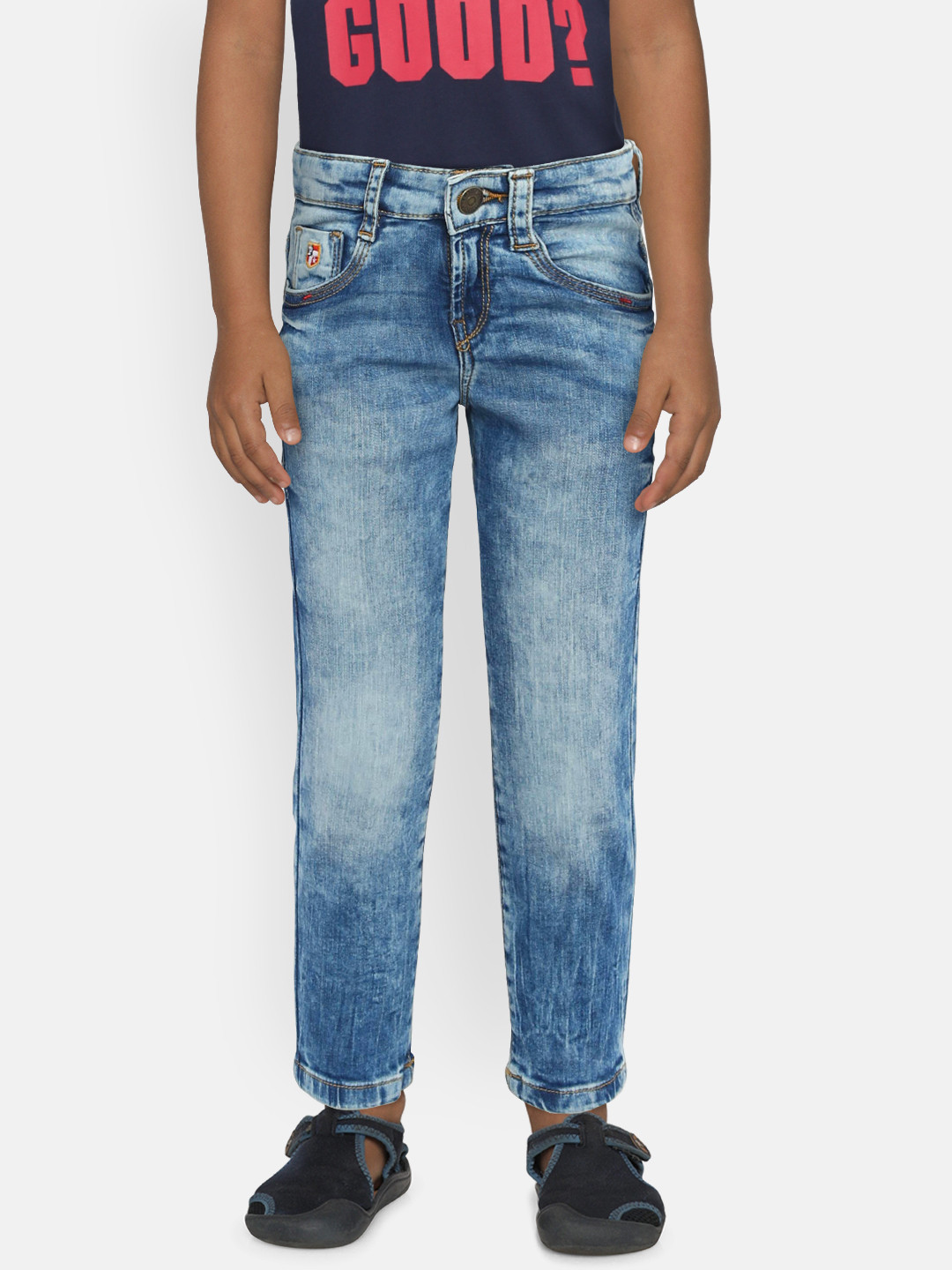 

U.S. Polo Assn. Kids Boys Blue Skinny Fit Mid-Rise Clean Look Jeans
