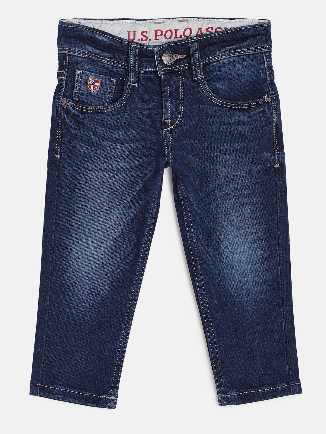 

U.S. Polo Assn. Kids Boys Navy Blue Skinny Fit Mid-Rise Clean Look Stretchable Jeans