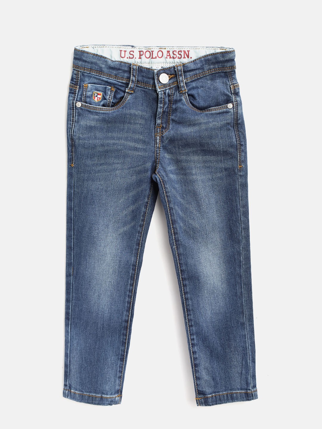 

U.S. Polo Assn. Kids Boys Blue Skinny Fit Mid-Rise Clean Look Stretchable Jeans