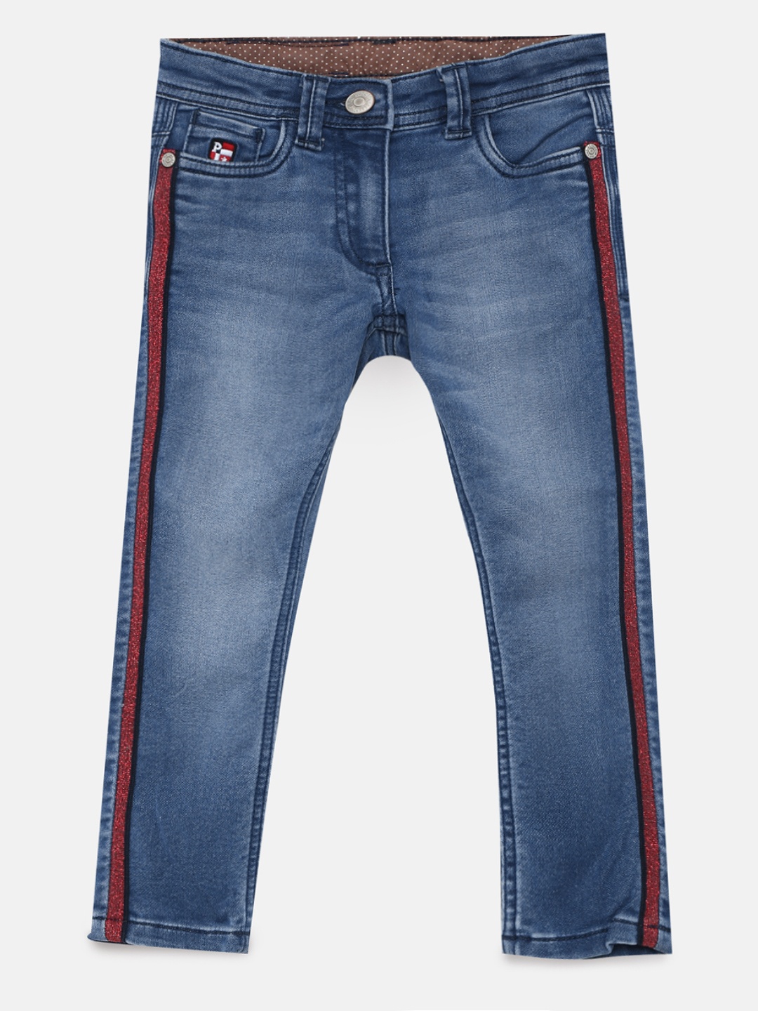 

U.S. Polo Assn. Kids Girls Blue Regular Fit Mid-Rise Clean Look Stretchable Jeans