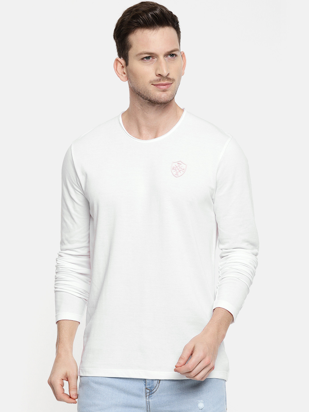 

Being Human Clothing Men White Solid Round Neck Pure Cotton T-shirt